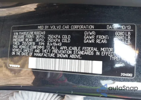 2014 Volvo Xc90 3.2 Platinum из США, поврежденный, VIN YV4952CZ8E1690349